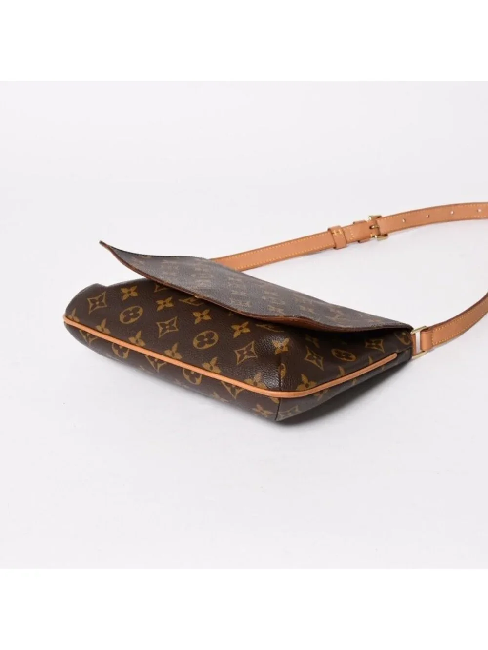 Louis Vuitton Musette Tango Shoulder Bag Monogram Canvas Brown Gold